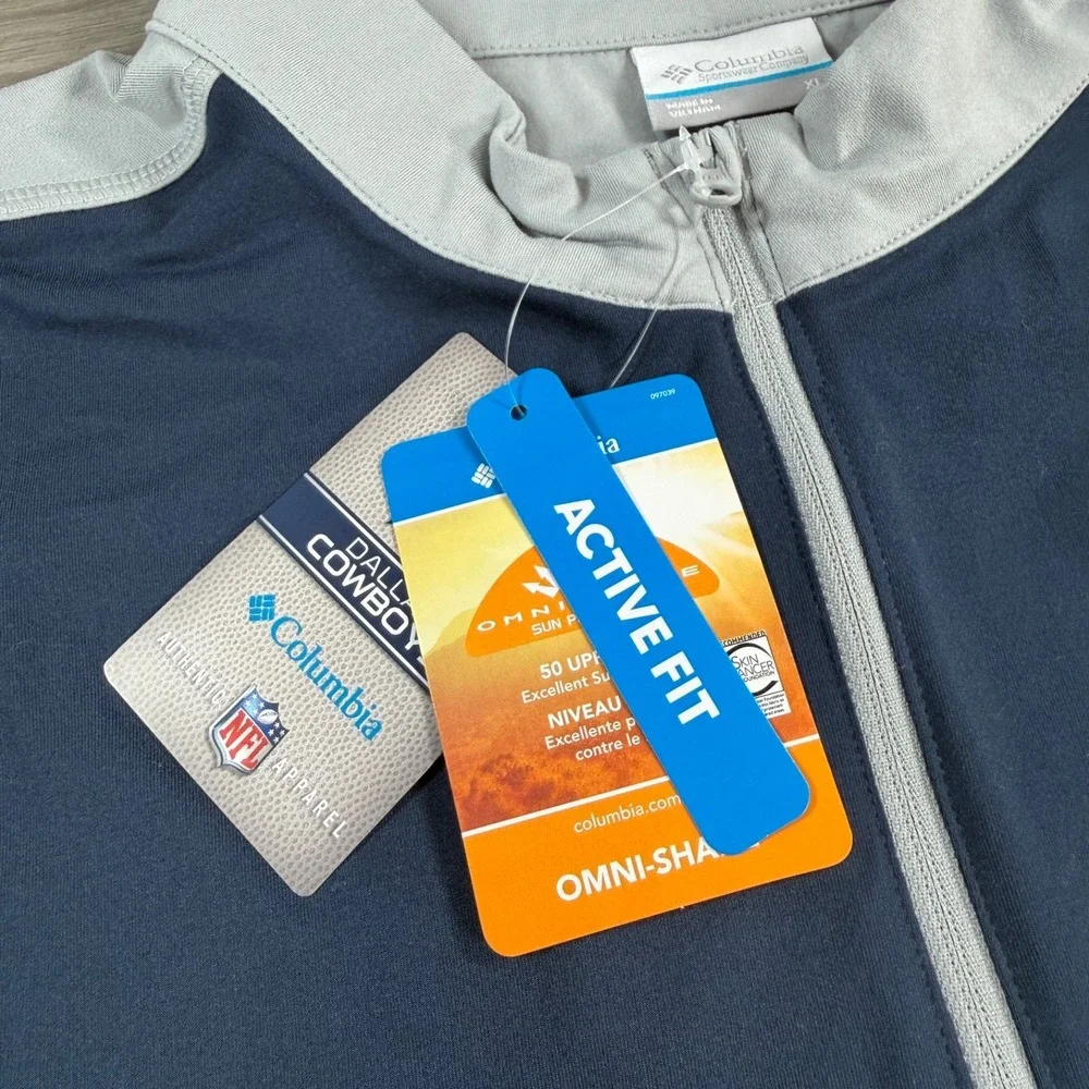 Columbia Dallas Cowboys Quarter Zip Tech Trail Performance Men's XL Navy Blue